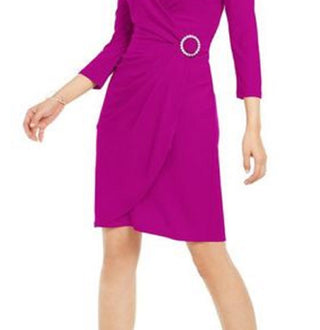 INC International Concepts Women's Rhinestone Wrap Dress Pink Size Large