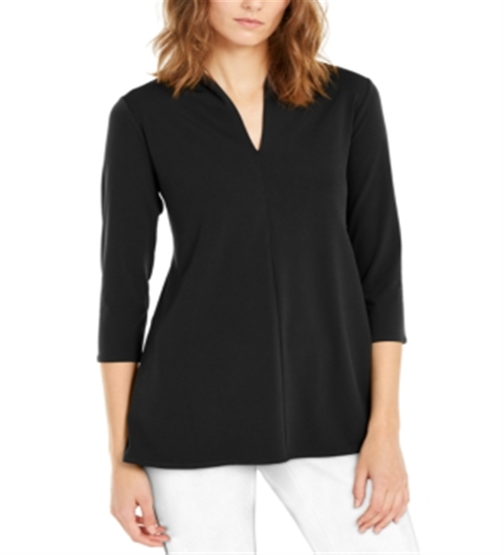 Alfani Women's Solid High Neck Tunic Top Black Size X-Large