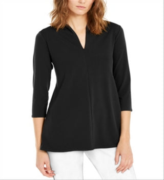 Alfani Women's Solid High Neck Tunic Top Black Size X-Large