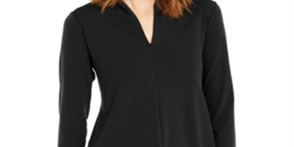 Alfani Women's Solid High Neck Tunic Top Black Size X-Large