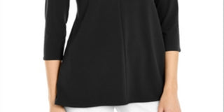 Alfani Women's Solid High Neck Tunic Top Black Size X-Large