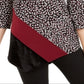 Alfani Women's Printed & Velvet Asymmetrical Top Black Size Small