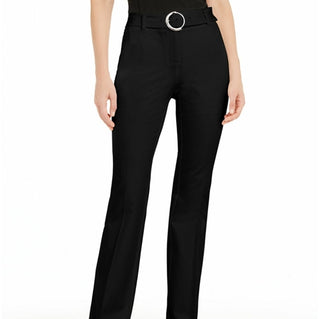Alfani Women's Belted Straight Leg Pants Black Size 8