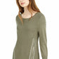 Bar III Women's Zippered Studded Sweater Green Size Small