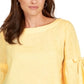 Charter Club Women's Linen Bell Sleeve Top Yellow Size X-Small