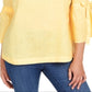Charter Club Women's Linen Bell Sleeve Top Yellow Size X-Small