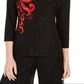 JM Collection Women's Printed Jacquard Top Black Size X-Small