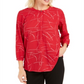 JM Collection Women's Amore Brushed Gel Printed Pleated Back Blouse Red Size XX-Large