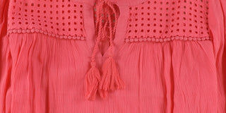 Charter Club Women's Tassel Peasant Blouse Coral Size X-Large