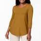 JM Collection Women's Three Quarter Sleeve Top Yellow Size Petite S/M