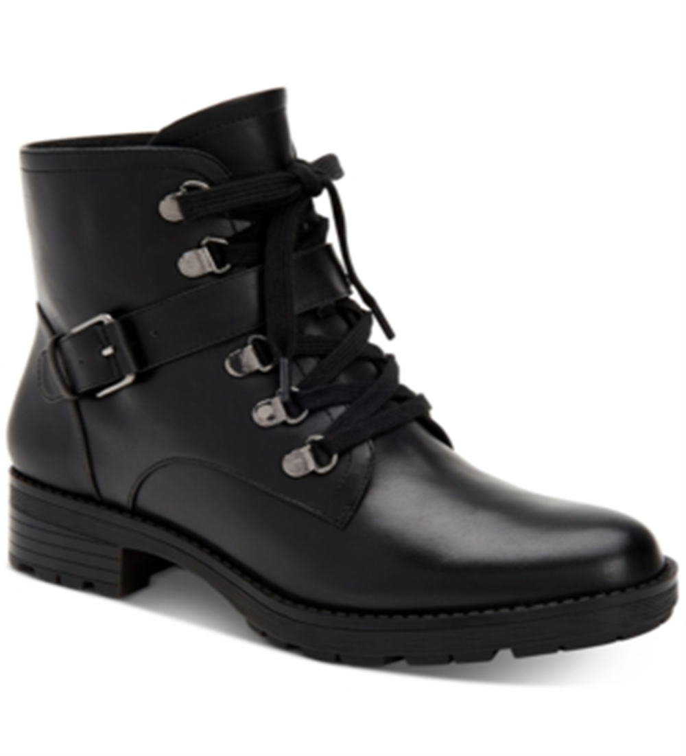 Giani Bernini Women's Naomii Lug Leather Ankle Boot Black Size 9 M