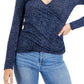 INC International Concepts Women's Long Sleeve Cheetah Print Top Blue Size X-Large