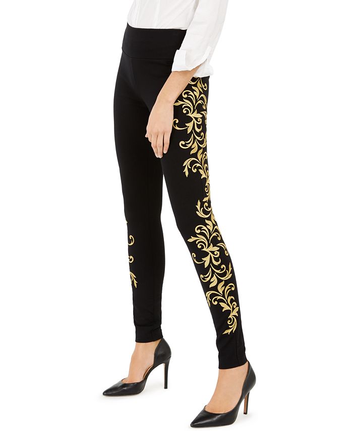INC International Concepts Women's Embroidered Skinny Pants Black Size 0 Petite