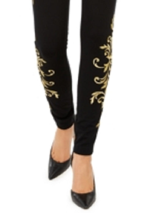 INC International Concepts Women's Embroidered Skinny Pants Black Size 14 Petite
