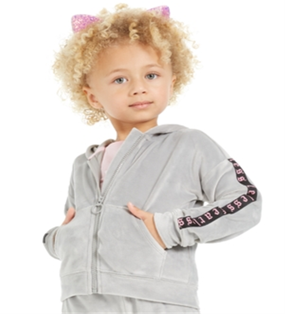 Ideology Little Girl's Velour Zip Up Hoodie Gray Size 6