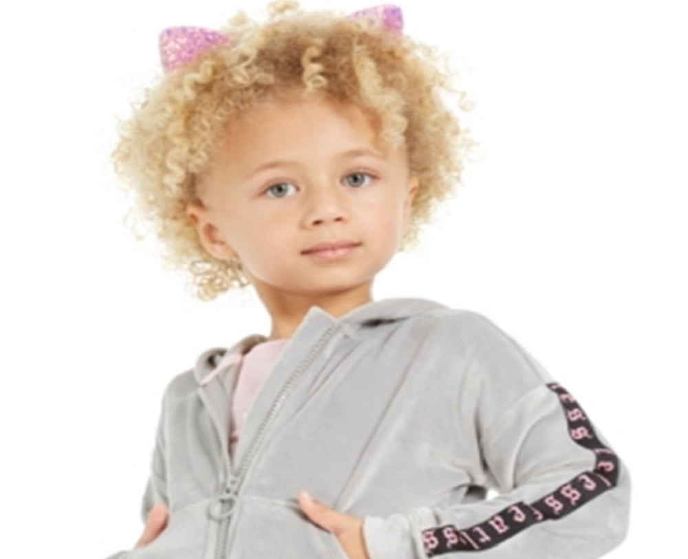 Ideology Little Girl's Velour Zip Up Hoodie Gray Size 6