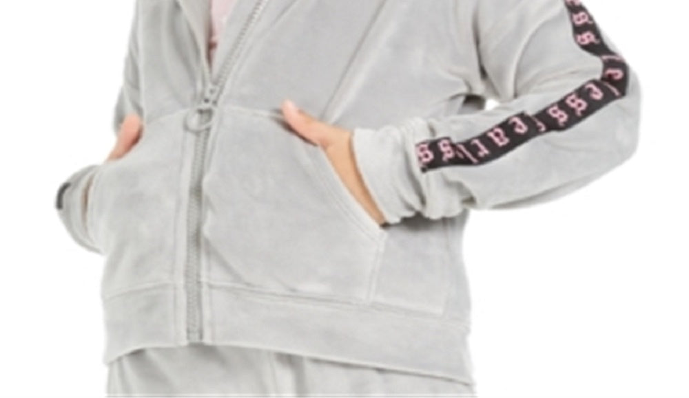 Ideology Little Girl's Velour Zip Up Hoodie Gray Size 6