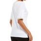 Charter Club Women's Metallic Trim Boat Neckline Top White Size X-Small