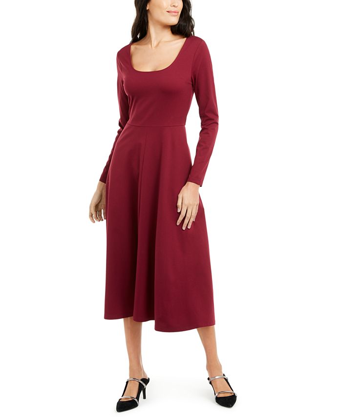 Alfani Women's Fit & Flare Midi Dress Red Size Medium