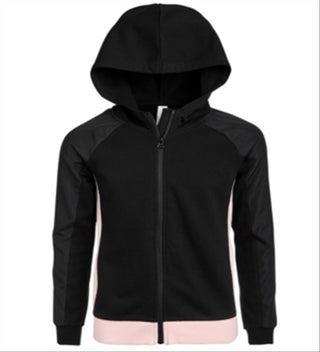 Ideology Big Girl's Pieced Zip Up Hoodie Black Size X-Large