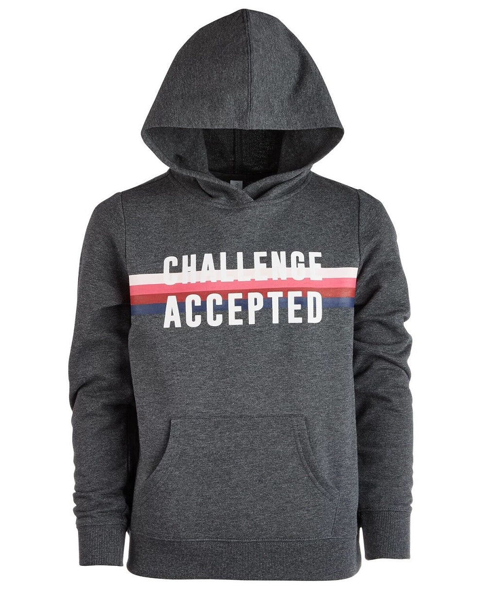 ID Ideology Big Girl's Graphic Print Hoodie Gray Size Small