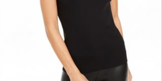 INC International Concepts Women's Embellished Mock Neck Tank Sweater Black Size Small