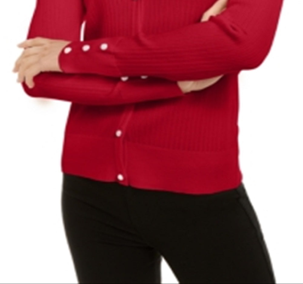 INC International Concepts Women's Puff Sleeve Cardigan Red Size XX-Large