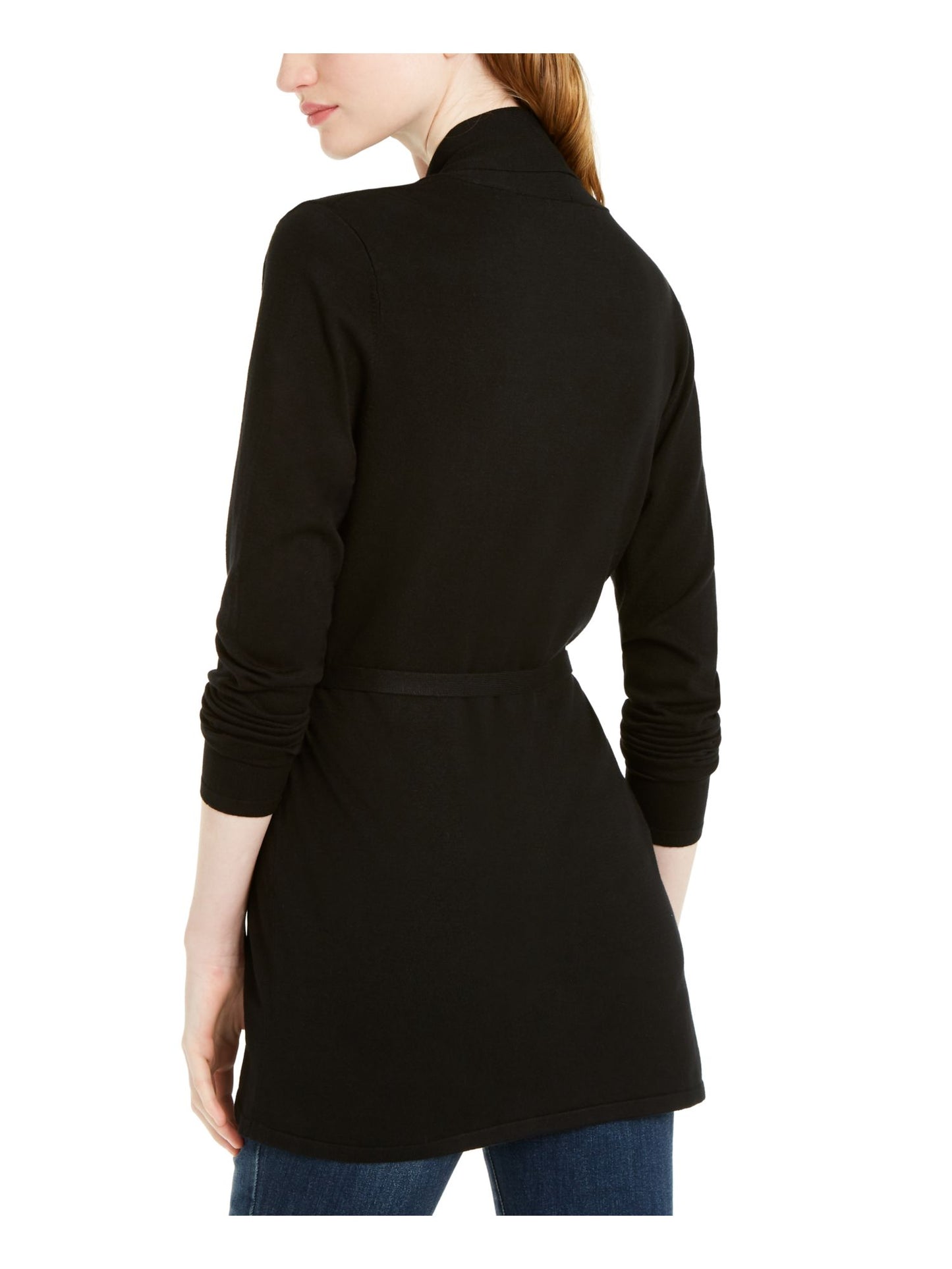 INC International Concepts Women's Grommeted Tie Front Cozy Sweater Black Size X-Small