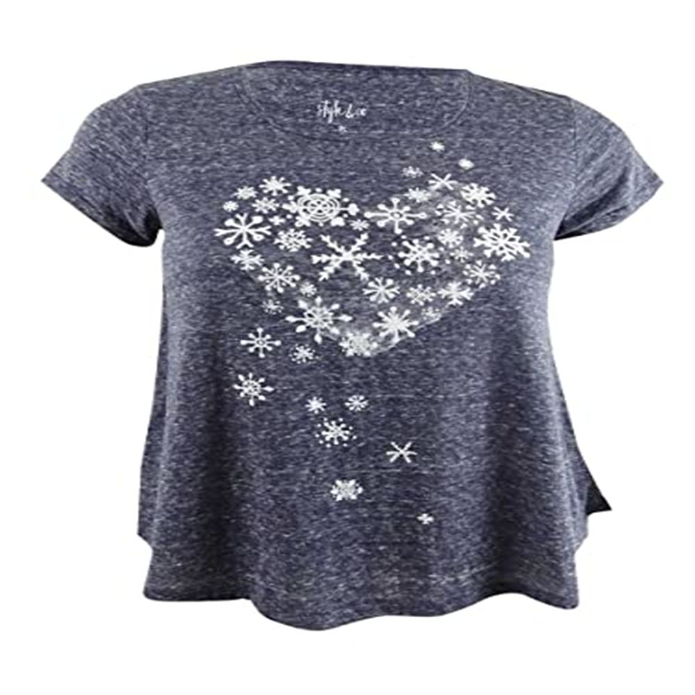 Style & Co Women's Petite Snowflake Heart Graphic T-Shirt Size Petite