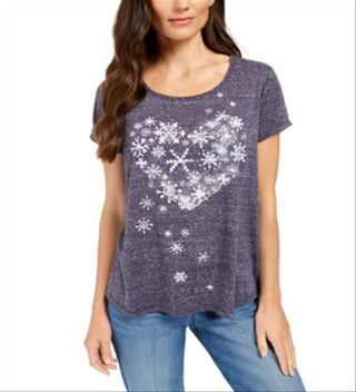 Style & Co Women's Petite Snowflake Heart Graphic T-Shirt Size Petite