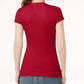 INC International Concepts Women's Ribbed V Neck Top Red Size 1X