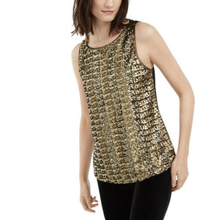 INC International Concepts Women's Gold Sequined Tank Top Size Petite-Medium