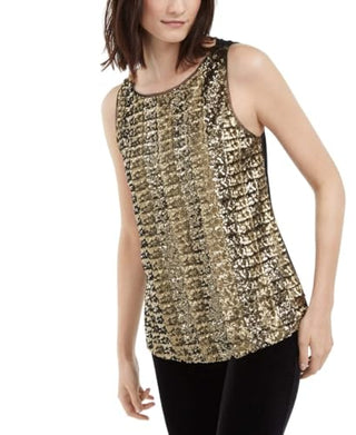 INC International Concepts Women's Gold Sequined Tank Top Size Petite-Medium