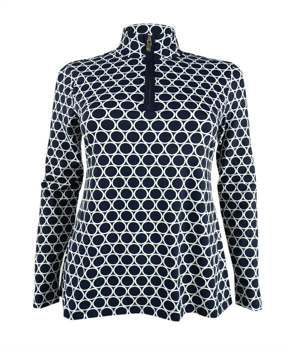 Charter Club Women's Intrepid Blue Combo Half-Zip Top Size X-Small