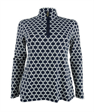 Charter Club Women's Intrepid Blue Combo Half-Zip Top Size X-Small