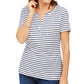 Karen Scott Women's Starlight Striped Henley Top Blue Size Medium