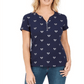 Karen Scott Women's Blue Perfect Swing Henley Top Size Medium