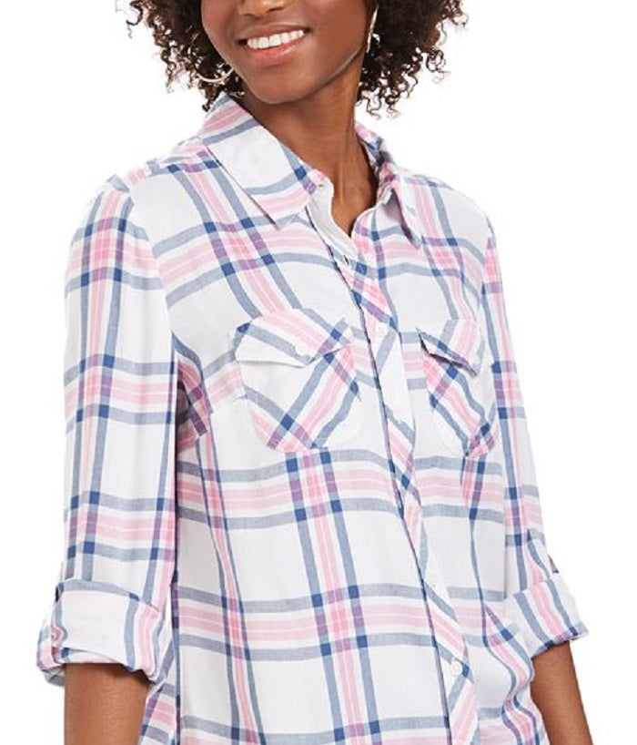 Style & Co Women's Plaid Tunic White Size Medium