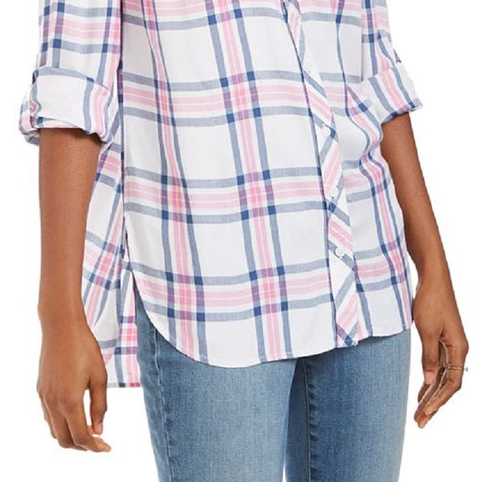 Style & Co Women's Plaid Tunic White Size Medium