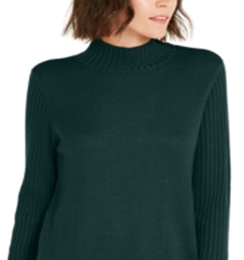 INC International Concepts Women's Mock Neck Stitched Tunic Green Size Large