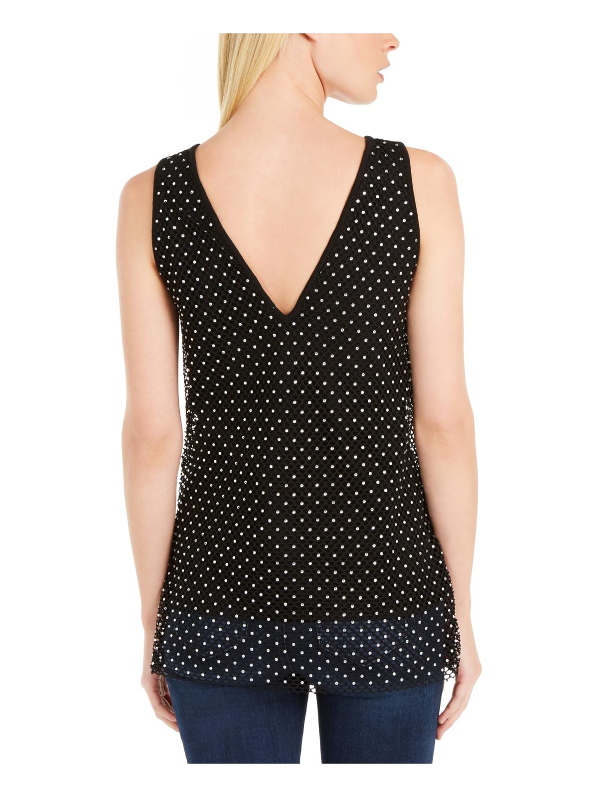 INC International Concepts Women's Black Mesh Embellished Tank Top Size Small