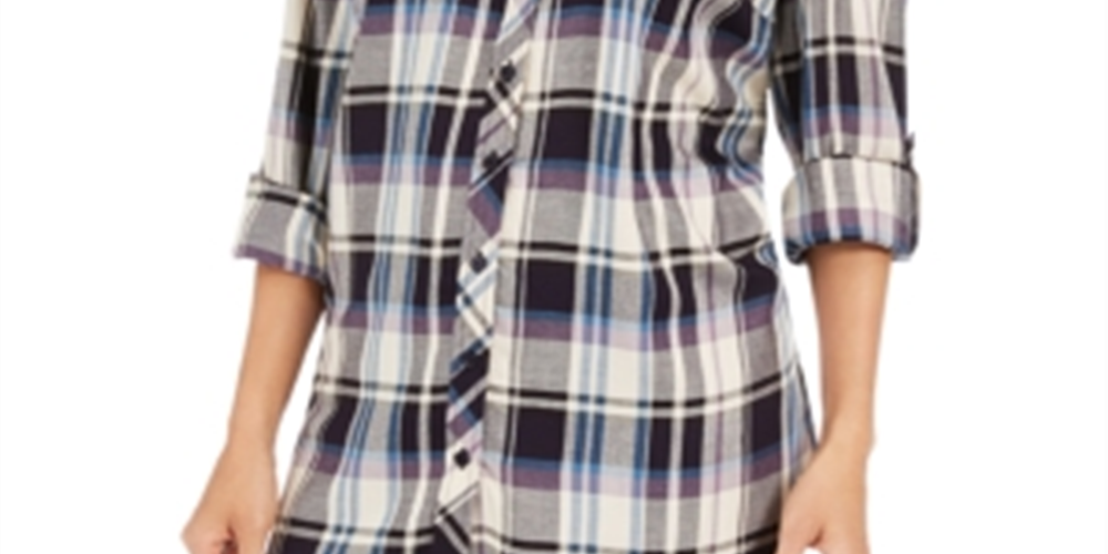 Style & Co Women's Plaid Tunic Black/Beige Size XX-Large
