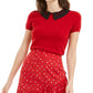 Maison Jules Women's Short Sleeve Peter Pan Collar Sweater Red Size X-Large