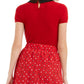 Maison Jules Women's Short Sleeve Peter Pan Collar Sweater Red Size X-Large