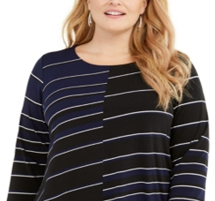 Alfani Women's Plus Printed High Low Tunic Blue Size 0X