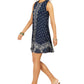Style & Co Women's Sleeveless Printed a Line Dress Shift Blue Size X-Small