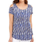 JM Collection Women's Cold Shoulder Printed Top Blue Size X-Small