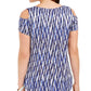 JM Collection Women's Cold Shoulder Printed Top Blue Size X-Small