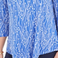 JM Collection Women's 3/4 Sleeve Printed Top Box Lines Blue Size X-Small