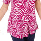 JM Collection Women's Printed Short Sleeve T-Shirt Pink Size Large